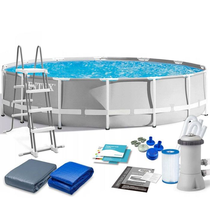 Intex бассейн 4.57х1.22см каркасный+фылтр насос лестница тент подстилк