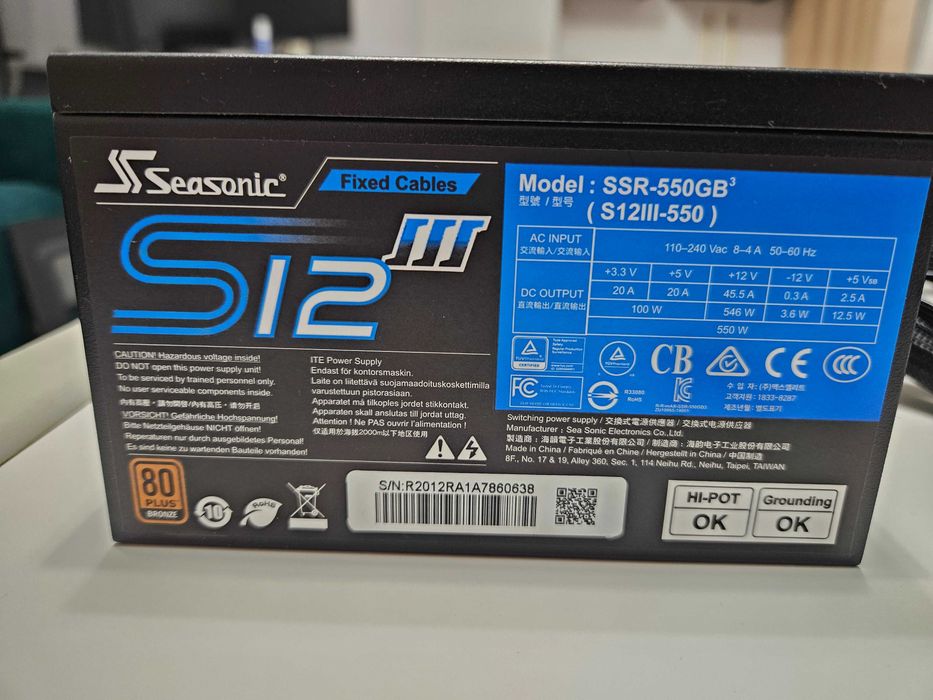PSU Sursa premium Seasonic 550W 80+ Bronze