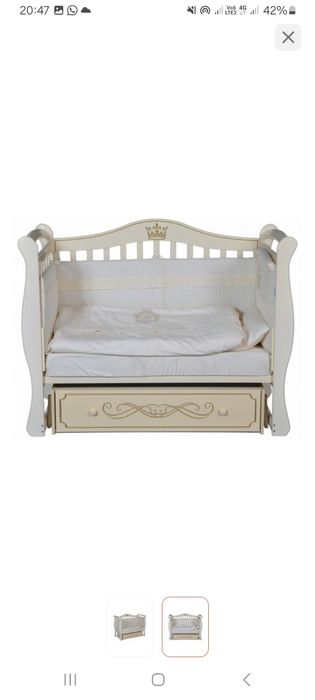 Детская кроватка белая