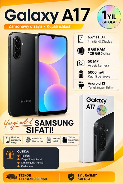 Samsung Galaxy A17 halol nasiyaga mudatli to'lavga