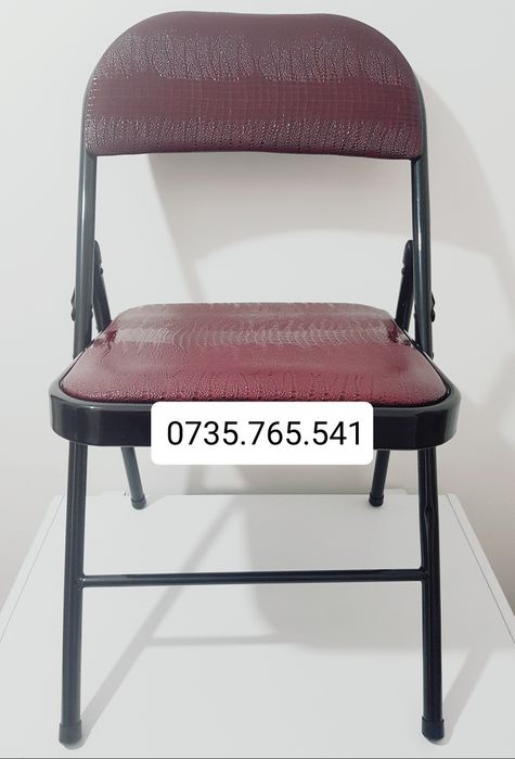 Scaun pliabil cadru metalic tapitat piele ecologica rezistent NOU