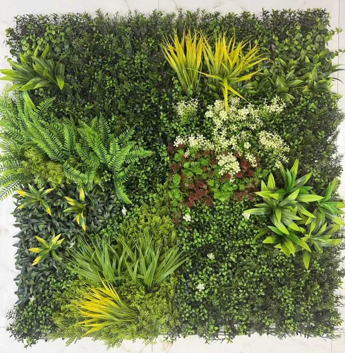 Panou decorativ verde cu mix de plante artificiale 1mx1m Spring