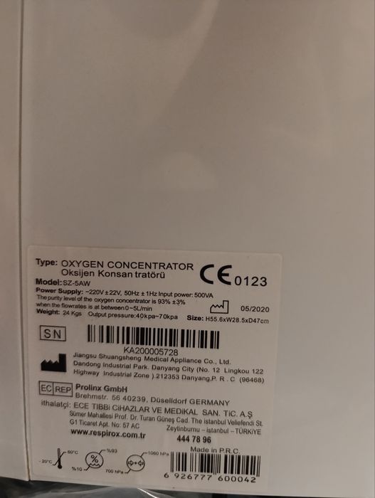 Ingilyator apparati ( Oxygen Concentrator)
