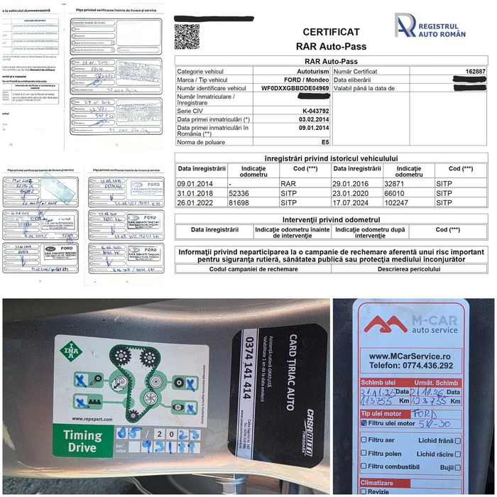 Vand/Schimb/Rate Ford Mondeo 120.000 km 2014, 2.0 TDCI, automat, inmatriculat Romania, navigatie color Android, dublu climatronic, carte service