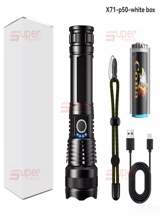 LED chiroq Chiroq Led Zoom P50, USB zaryadlash bilan, 300 m masofa