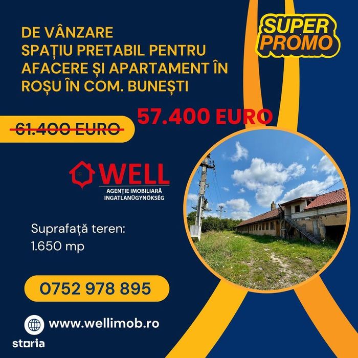 De vânzare spațiu pretabil pentru afacere  în com. Bunești