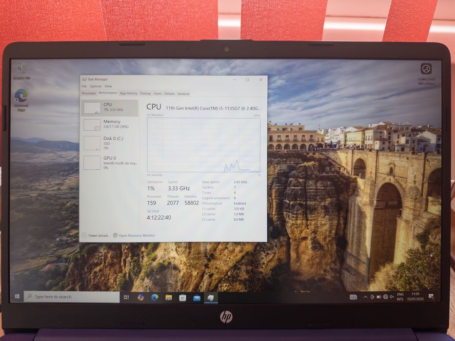 Laptop Ultraportabil HP - 15inch, i5 gen 11, 8GB ram, 256 GB SSD