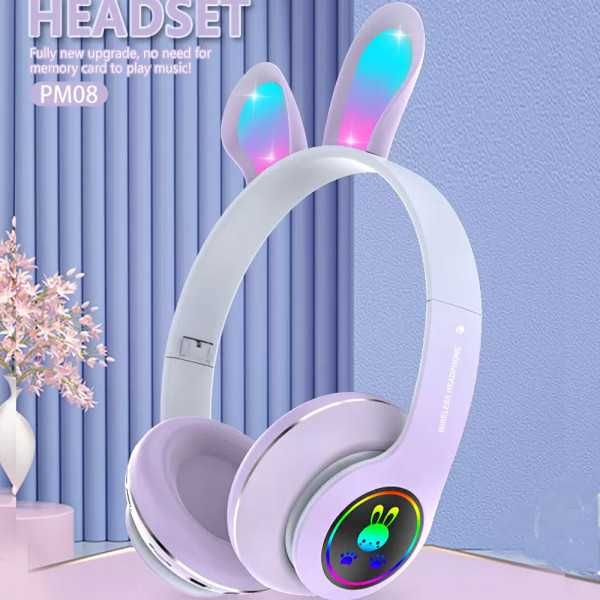 Безжични слушалки Заешки уши Rabbit Headphones PM-08 + Играчка Скуиши