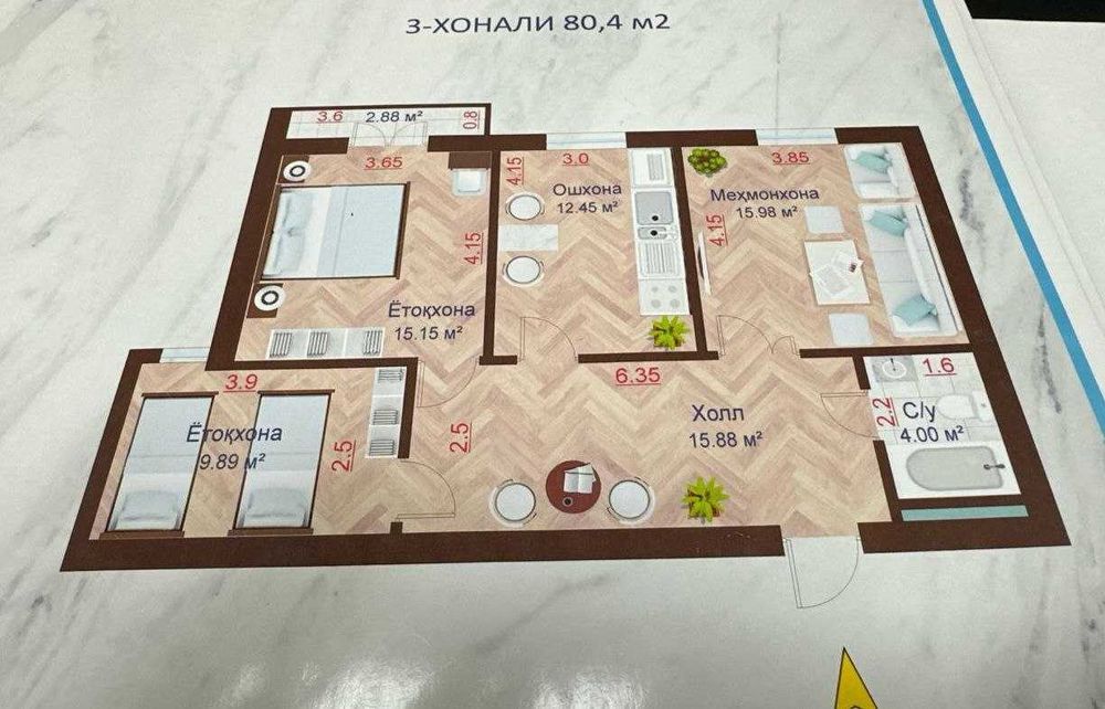 Sotiladi: Yunusobod, 17-kv 41-uy NAVDAR TJM  75.3 m2 xonadon sotiladi