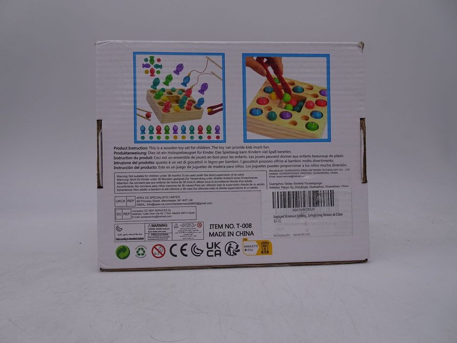 Symiu Joc de pescuit din lemn, jucărie de învățare Montessori 3 in 1