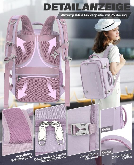 Rucsac cabina 40x30x20 Ryanair Wizz 24L mov deschis