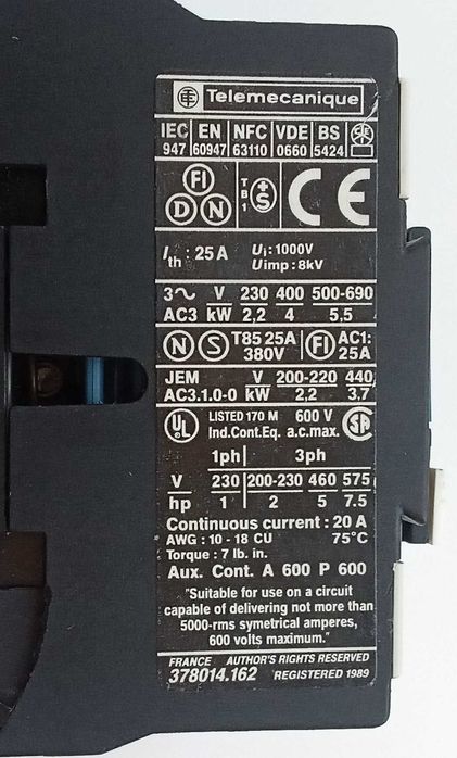 Контактори Telemecanique LC1-D09-01 – налични 6 броя – тествани, работят отлично