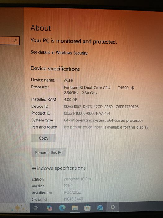 Laptop Acer Intel Premium model Aspire 5734Z