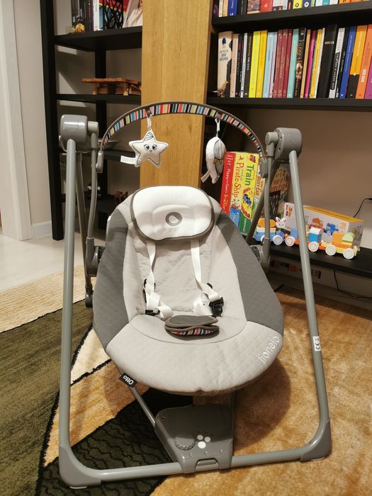Fotoliu balansoar electric, Lionelo, 57x55 cm, Gri, pliabil - În stare excelentă