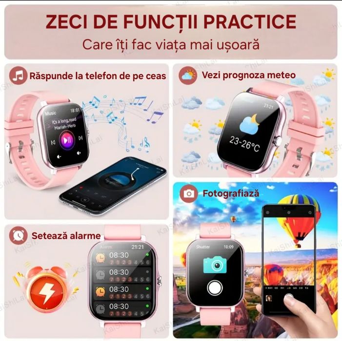 Ceas Smart Premium: apeluri, mesaje, notificări, SOS. Toate funcțiile