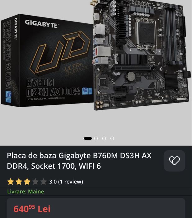 Placa de baza Gigabyte, procesor i5 13500 + 32GB RAM