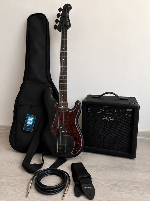 Pachet complet Chitară Bas Harley Benton + Amplificator 40W + Accesorii