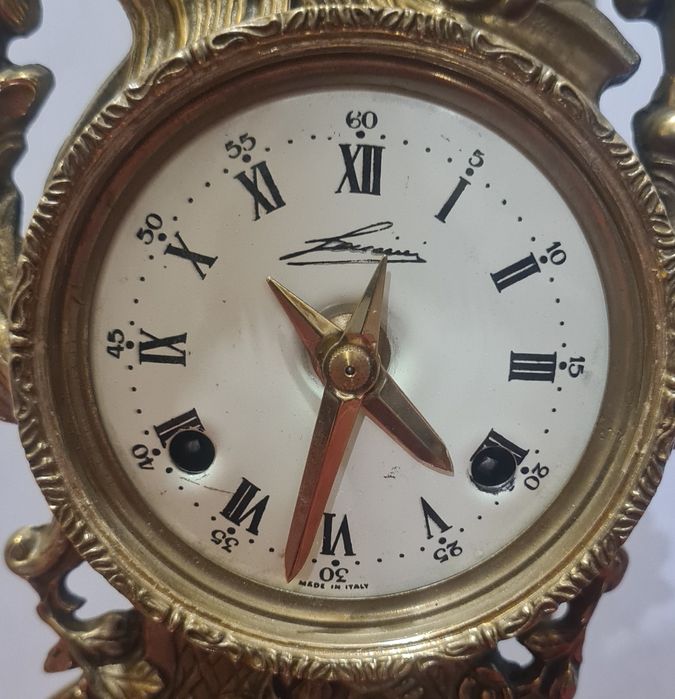 Италиански Бронзов Каминен Часовник Lancini