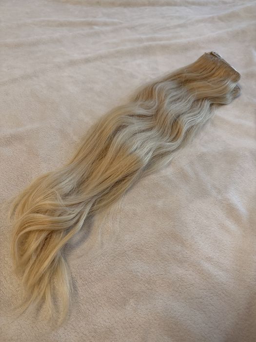 Руса естествена коса на треса със щипки