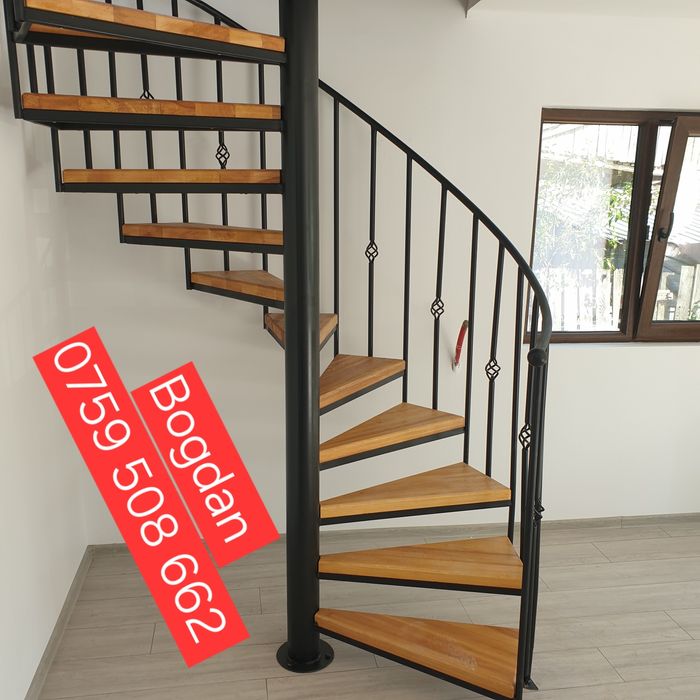 Vând scara spirala sau dreata de interior exterior lemn sau fier forja