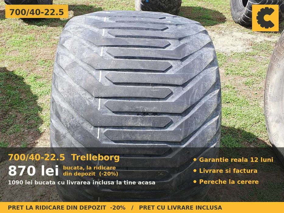 Cauciucuri Anvelope 700/40-22.5 700/40 22.5 700/40R22.5 700 40 22.5 70040225 Trelleborg Remorca Implement Flotatie SH Second Hand PRET BUN Oferta