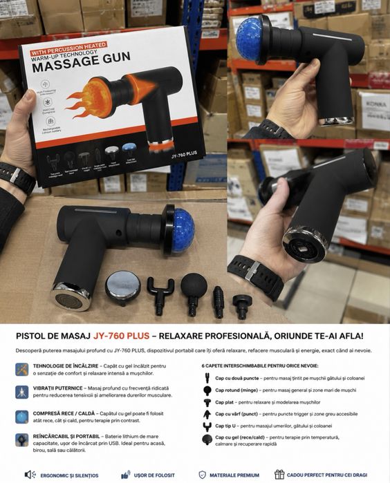 Pistol de Masaj cu Încălzire profesional