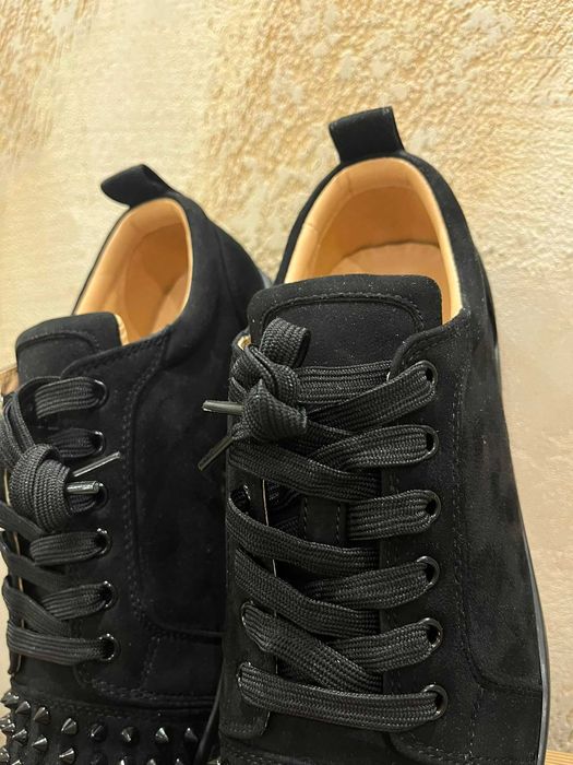 Мъжки обувки Christian Louboutin Louis Junior Spikes (Черен велур) – Размер 43