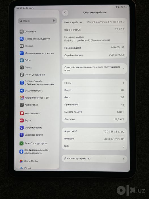 Ipad pro m2 11dyum 128gb wifi