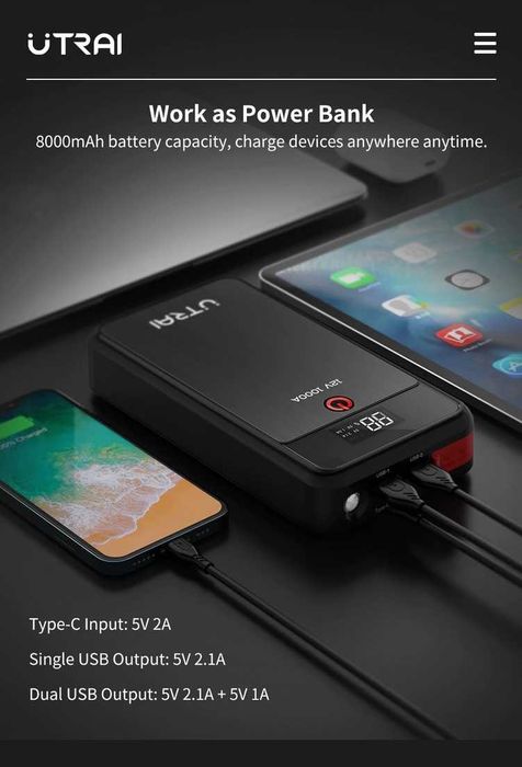 Starter / Robot Auto Pornire Masina UTRAI 8000mAh, Acumulator Extern