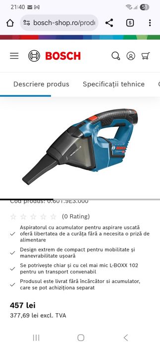 Aspirator bosch gas 12v pret fix