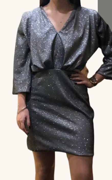 сребриста бляскава рокля Foteva