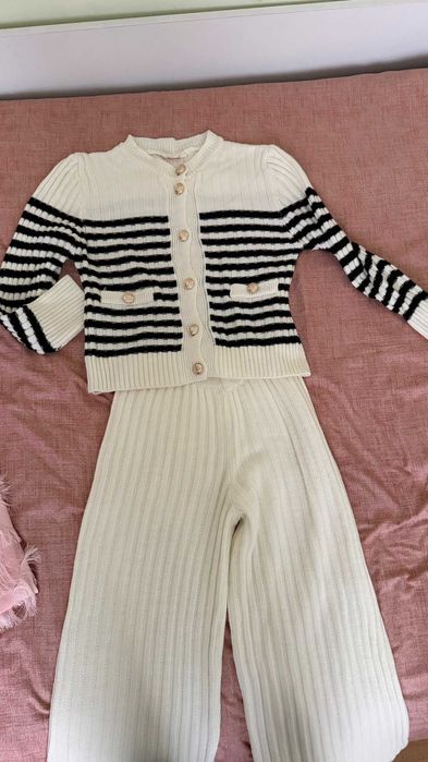 Плетен комплектт бяло и черно