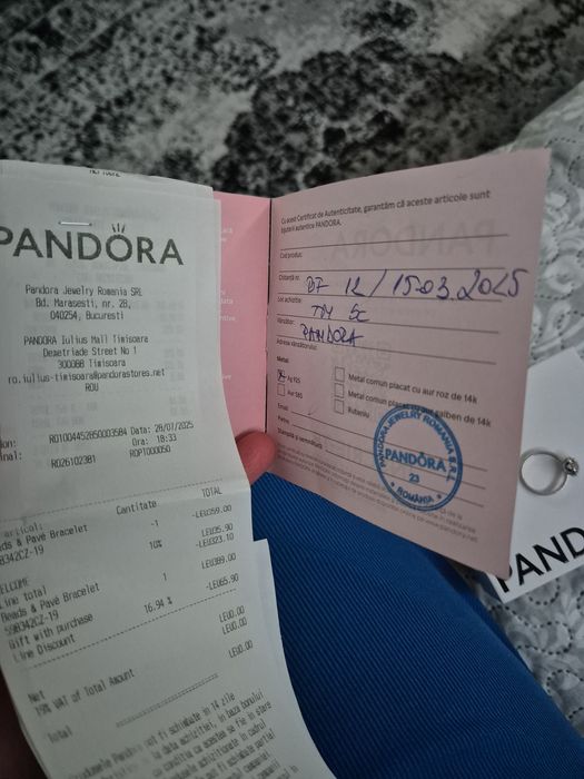 Cercei aur 14 k  rotunzi cu striatii si bijuterii pandora originale