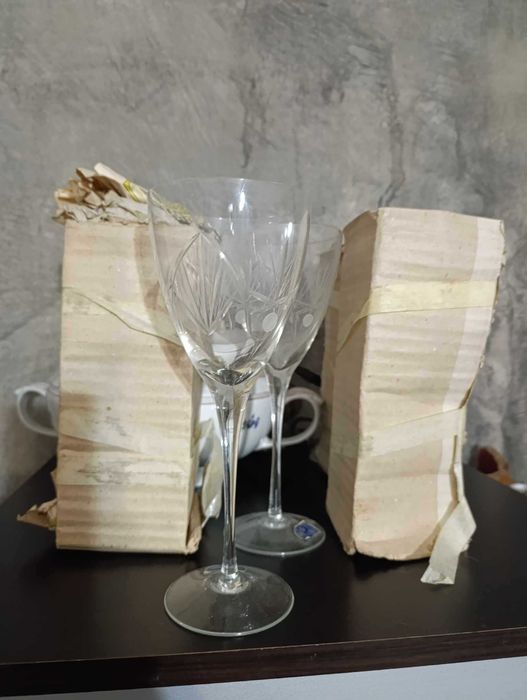 Kристални чаши  сервиз много високи  Cтойко пеев белослав SIP  10 br