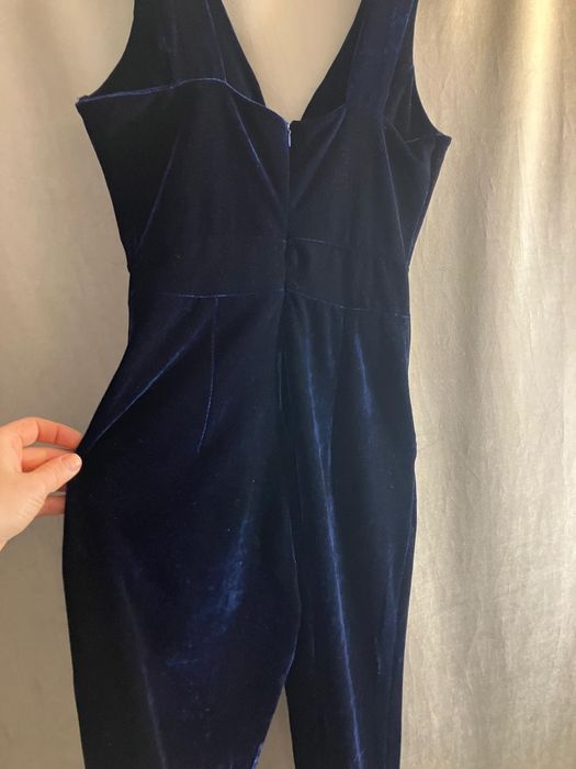 Salopeta din catifea albastra