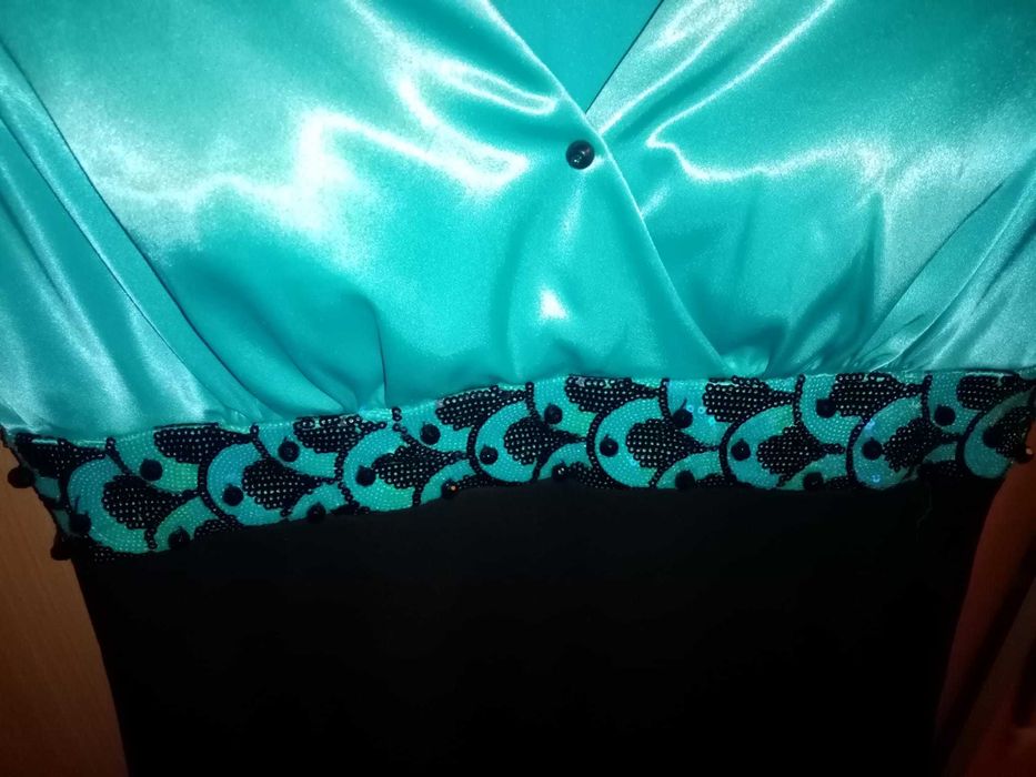 rochie elegantă, negru/turcoaz