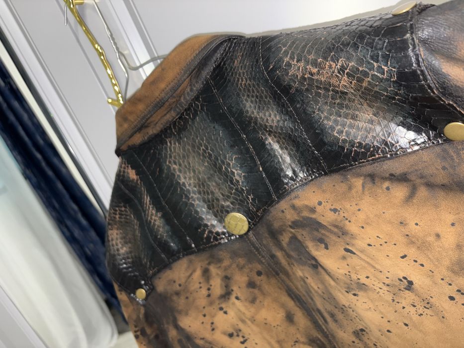 Geaca Massimo Dutti barbati XL dar merge L unic premium rara ediție limitată piele sarpe piton! pictată manual atelier specializat iasi centru500 euro