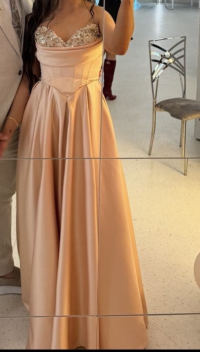 Rochie eleganta lunga din tafta pe corset
