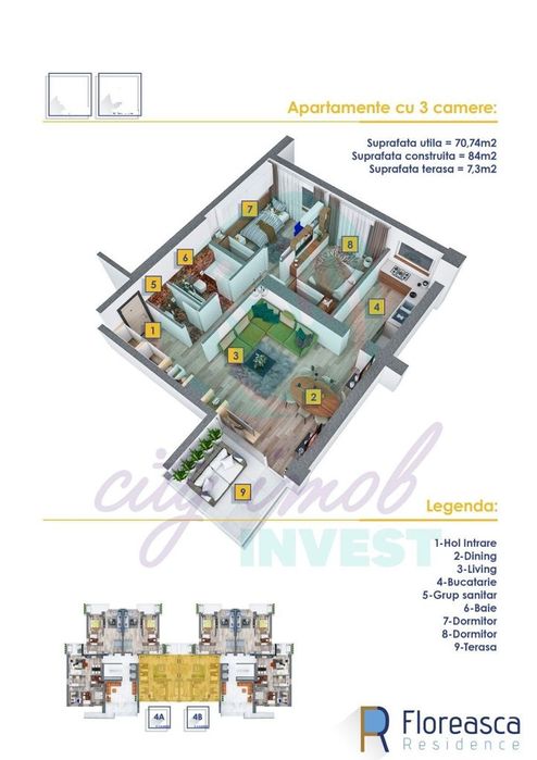 3 camere cu VIEW SPECTACULOS Floreasca Residence