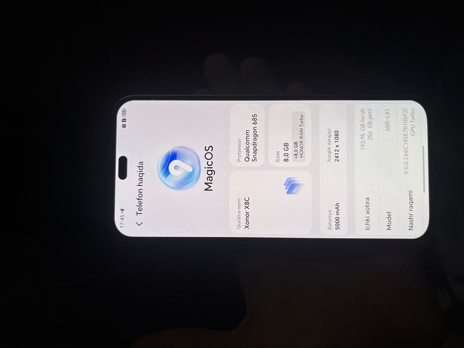 Honor x8c rangi oq yangi
