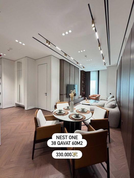 Продается 2ком квартира в ЖК "Nest one" 60m2 38-этаж