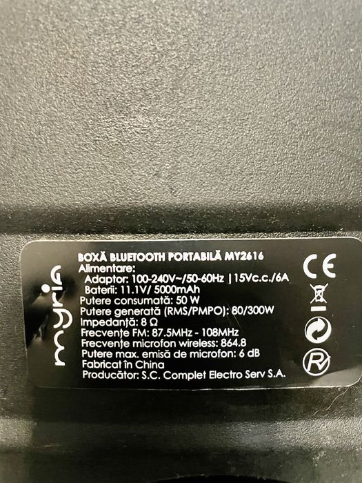 Boxa portabila myria , model MY2616