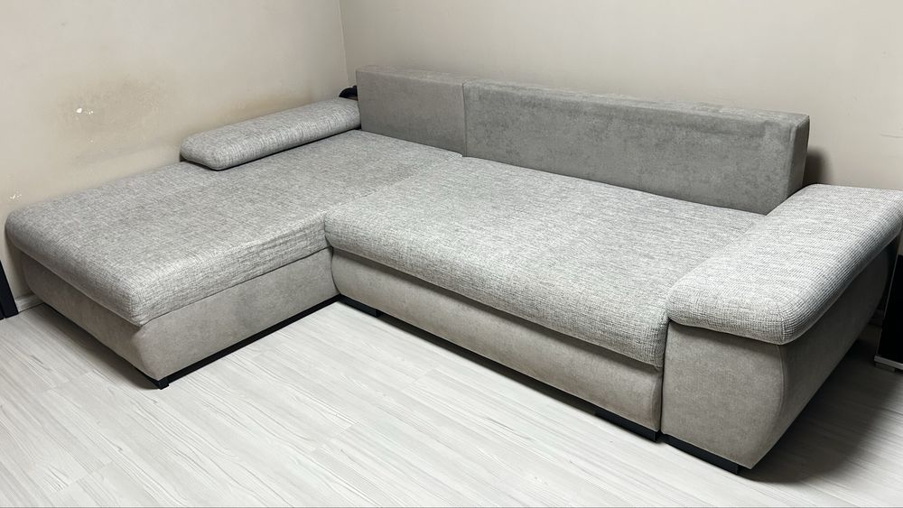 Разтегателен Ъглов Диван с Ракла за Съхранение