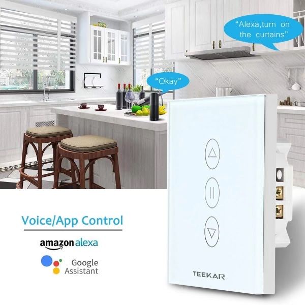 MOES ZigBee, Wi-fi ключ за ролетни  щори, бял стъклен