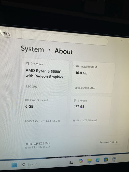 Pc Gaming, RGB , Ryzen 5600, GTX 1660 Ti , 16gb ram, ssd