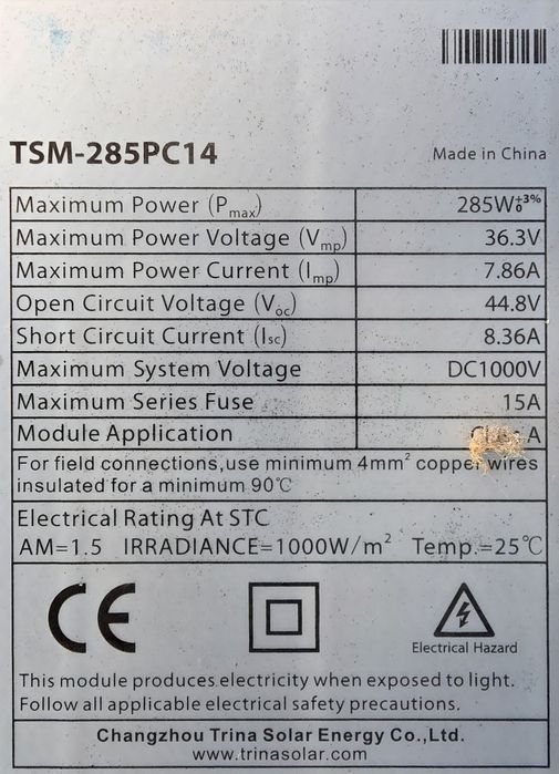 Panouri fotovoltaice 285W Trina Solar panouri solare