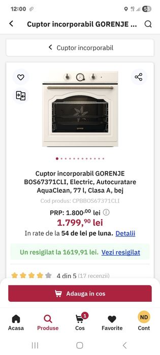 Cuptor electric si plita gaz
