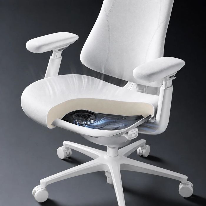 Scaun de birou LiberNovo Omni PRO Galcier White, Lombar Electrict, Răcire - 45 cm