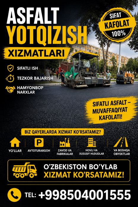 Ishimiz sifatli va hamyonbop narxlarda hammasi ishonchli