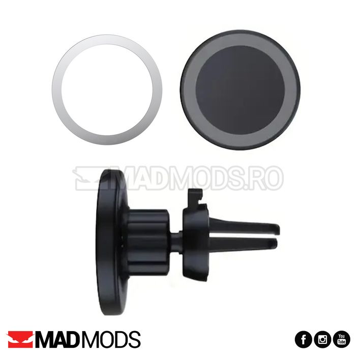 Suport auto MagSafe, Incarcare wireless 15W Magnetic, Grila ventilatie